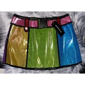 SOLD!! Dolls Kill Rainbow Glitter Mini Skirt